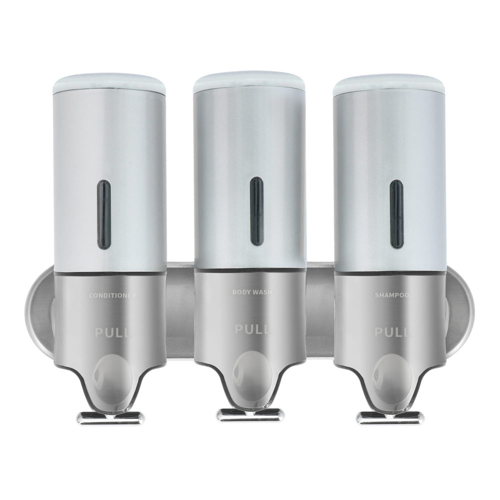 Opal Trio soap dispenser, 500ml, ABS plastic silver and S/S 304 housing, zinc handle