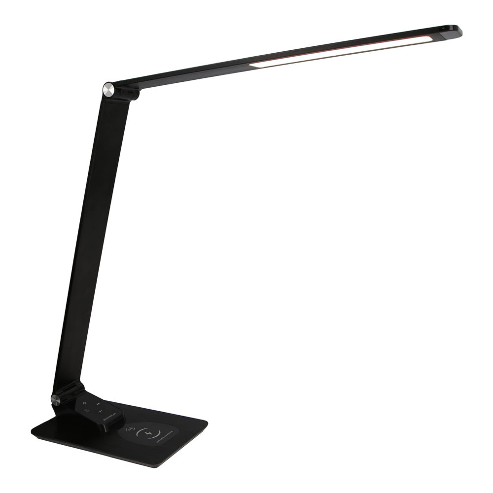 BEACON Desk Lamp, LED light, wireless & USB charging, Black