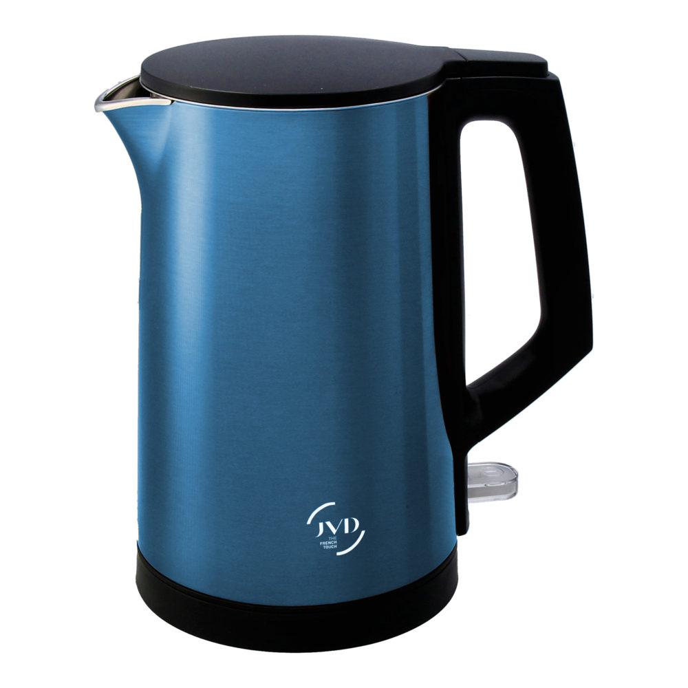 Glitze kettle 1.0L, 220V-240V 1360W, double-wall; outer metal & internal S/S304, Turquoise Blue 