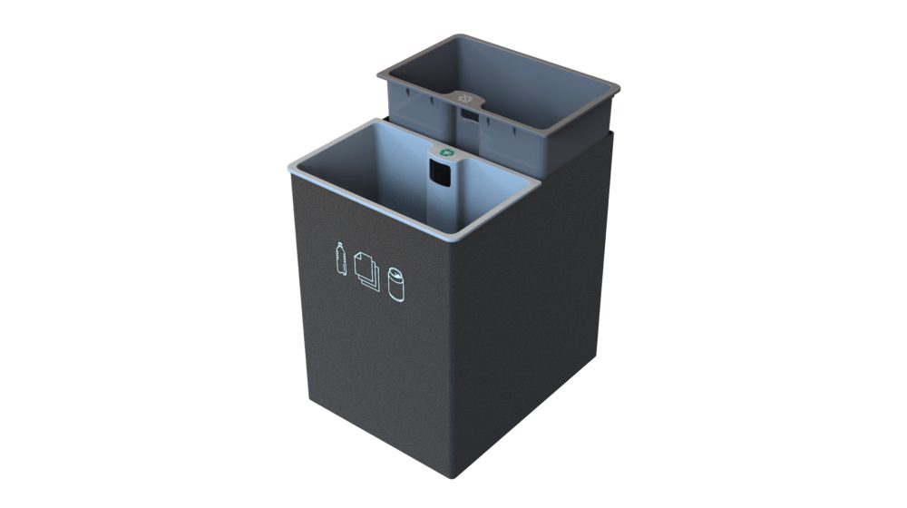 Charme rectangle recycle bin, 14L, PU leatherette, Black color