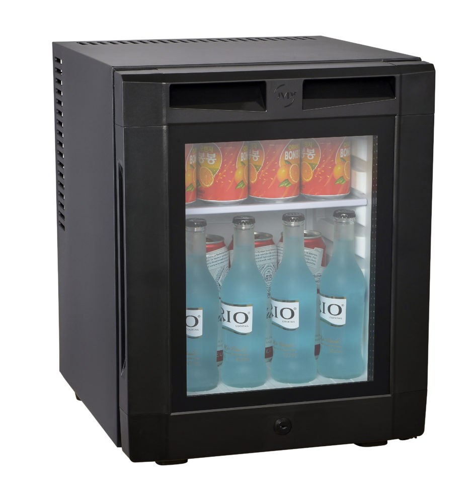 EC30 thermo-absorption 3-ply glass door minibar with lock, Black, VDE plug