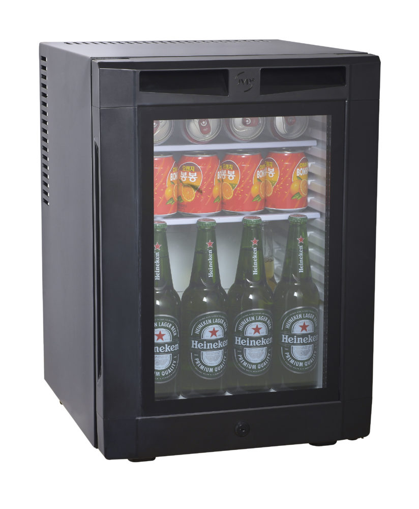 EC40 thermo-absorption 3-ply glass door minibar with lock, Black, VDE plug