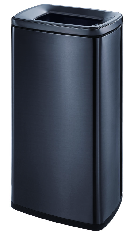 Communal dust bin, stainless steel with PP cover, double layer, finger-print resistant, 30L, H700/W320/D260mm, nickel black finishing 